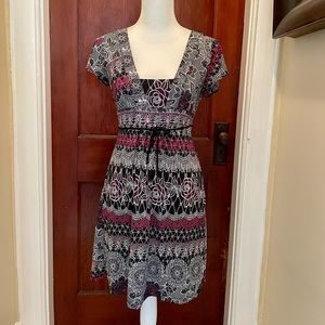 Juniors Black/Pink/White Mini Dress